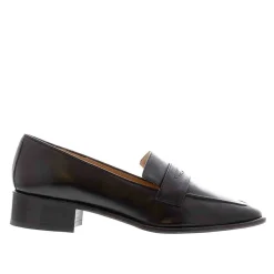 Angeilca Black Leather Penny Loafers