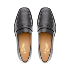 Angeilca Black Leather Penny Loafers