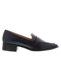 Angeilca Navy Leather Penny Loafers