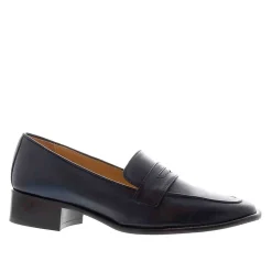 Angeilca Navy Leather Penny Loafers