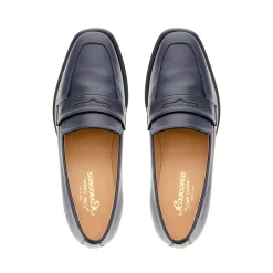 Angeilca Navy Leather Penny Loafers