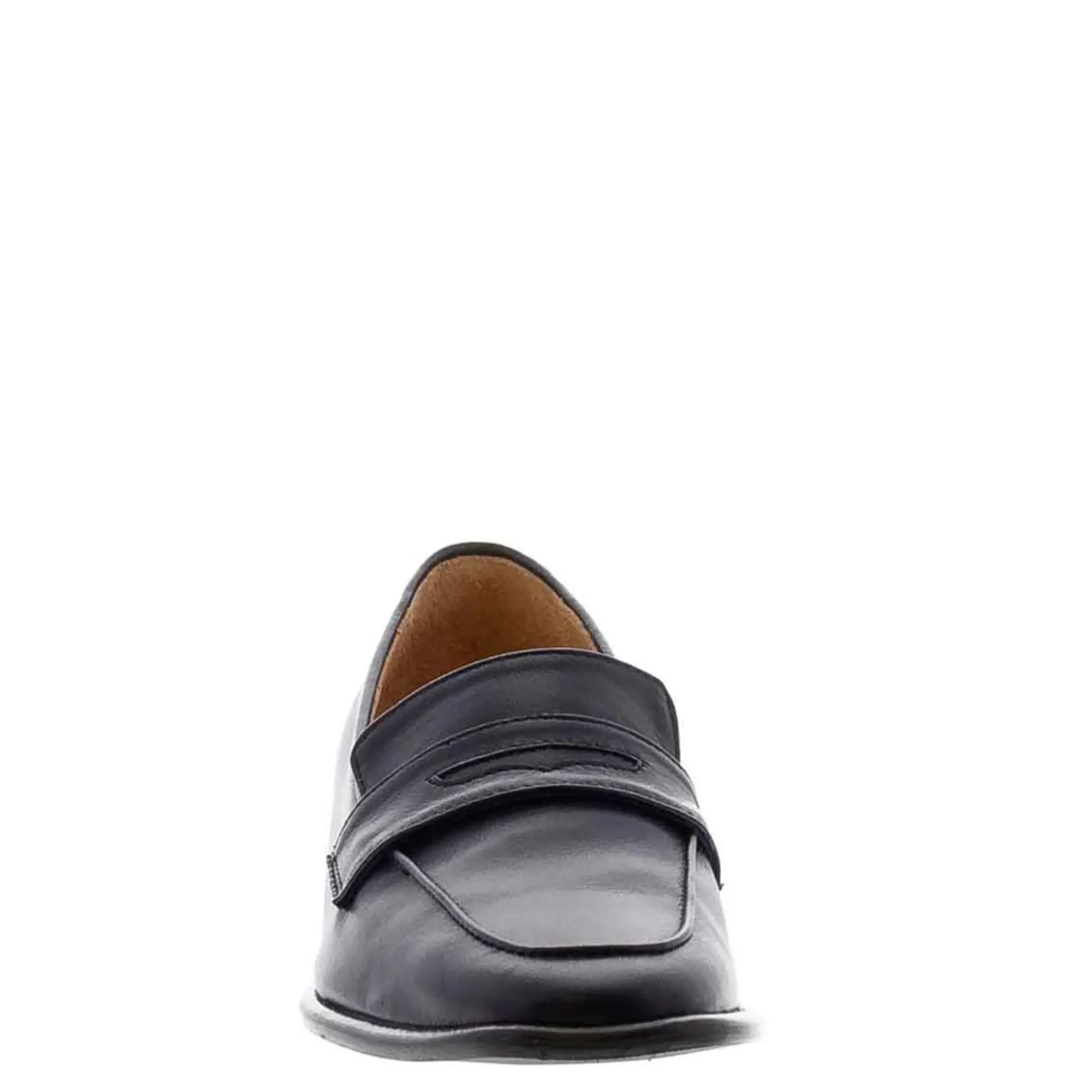 Angeilca Navy Leather Penny Loafers