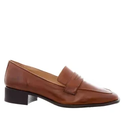 Angeilca Tan Leather Penny Loafers