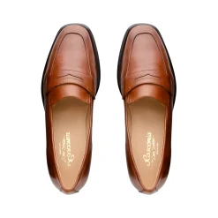Angeilca Tan Leather Penny Loafers