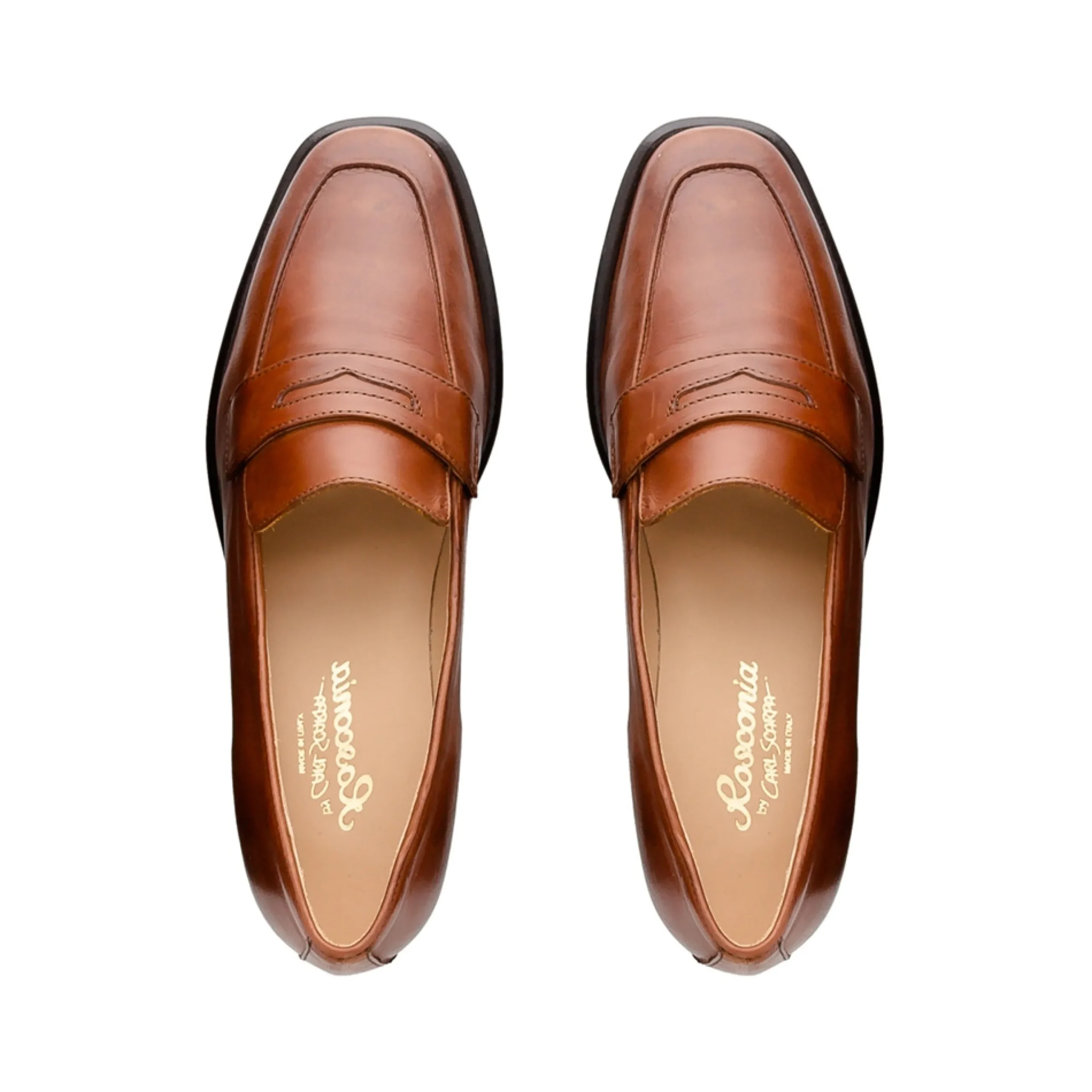Angeilca Tan Leather Penny Loafers