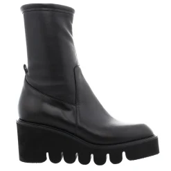 Ariel Black Leather Wavesole Ankle Boots