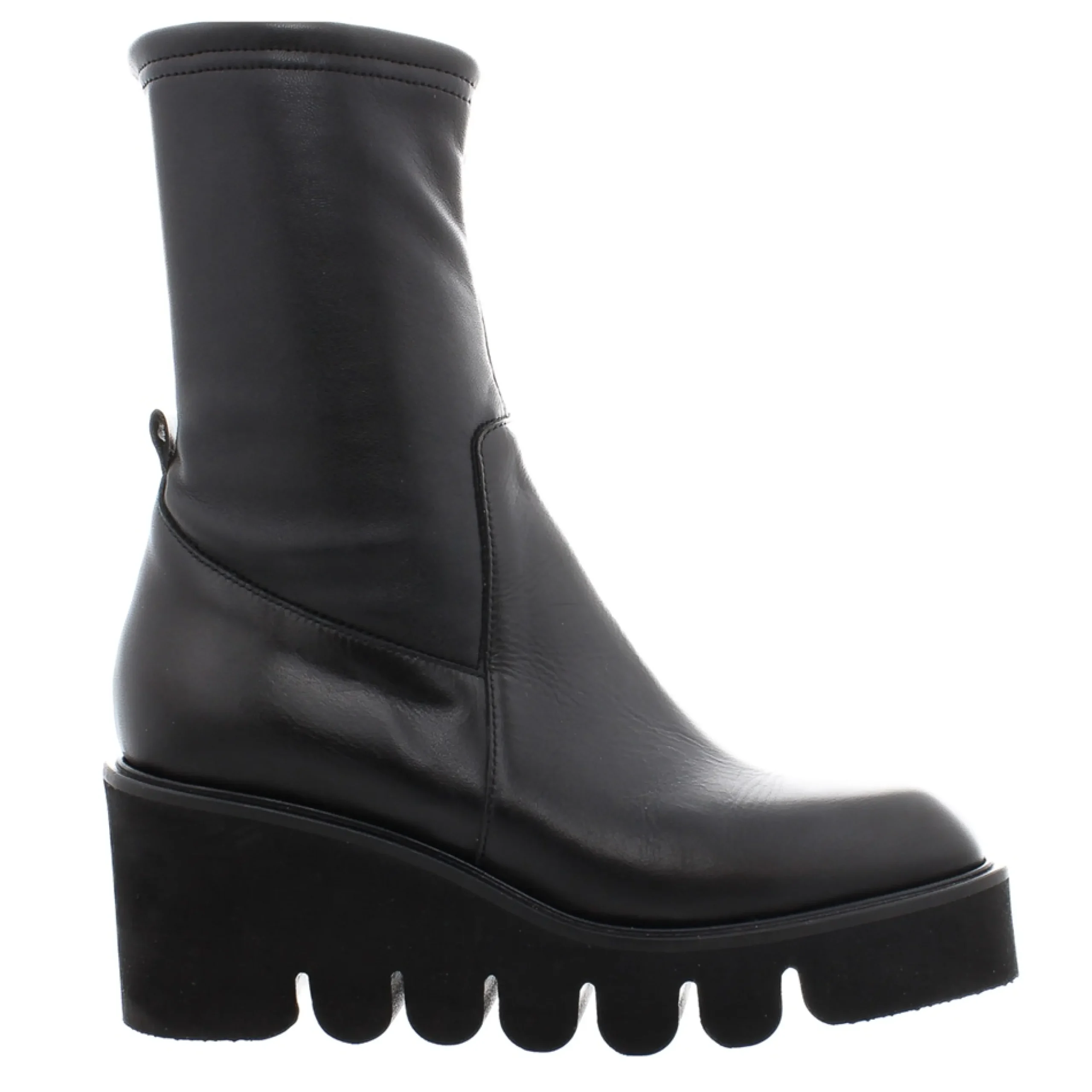 Ariel Black Leather Wavesole Ankle Boots