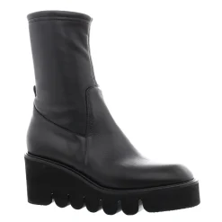 Ariel Black Leather Wavesole Ankle Boots