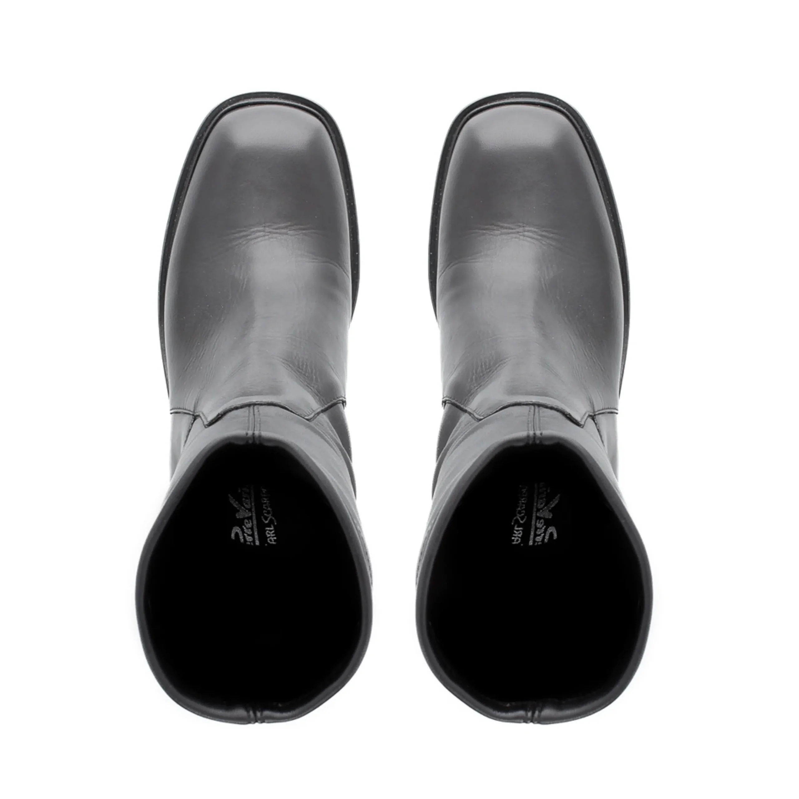 Ariel Black Leather Wavesole Ankle Boots