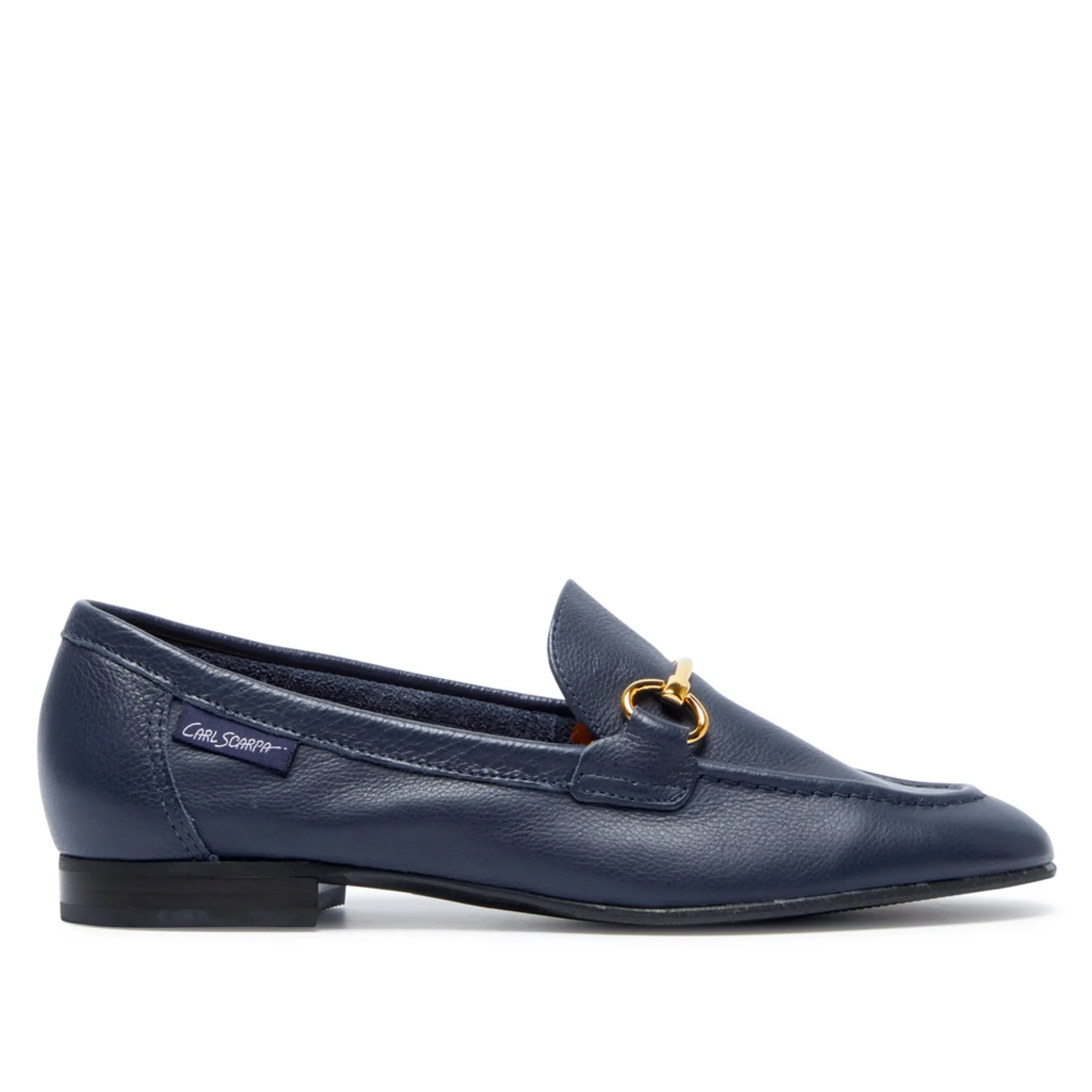Arlie Navy Leather Snaffle Loafers