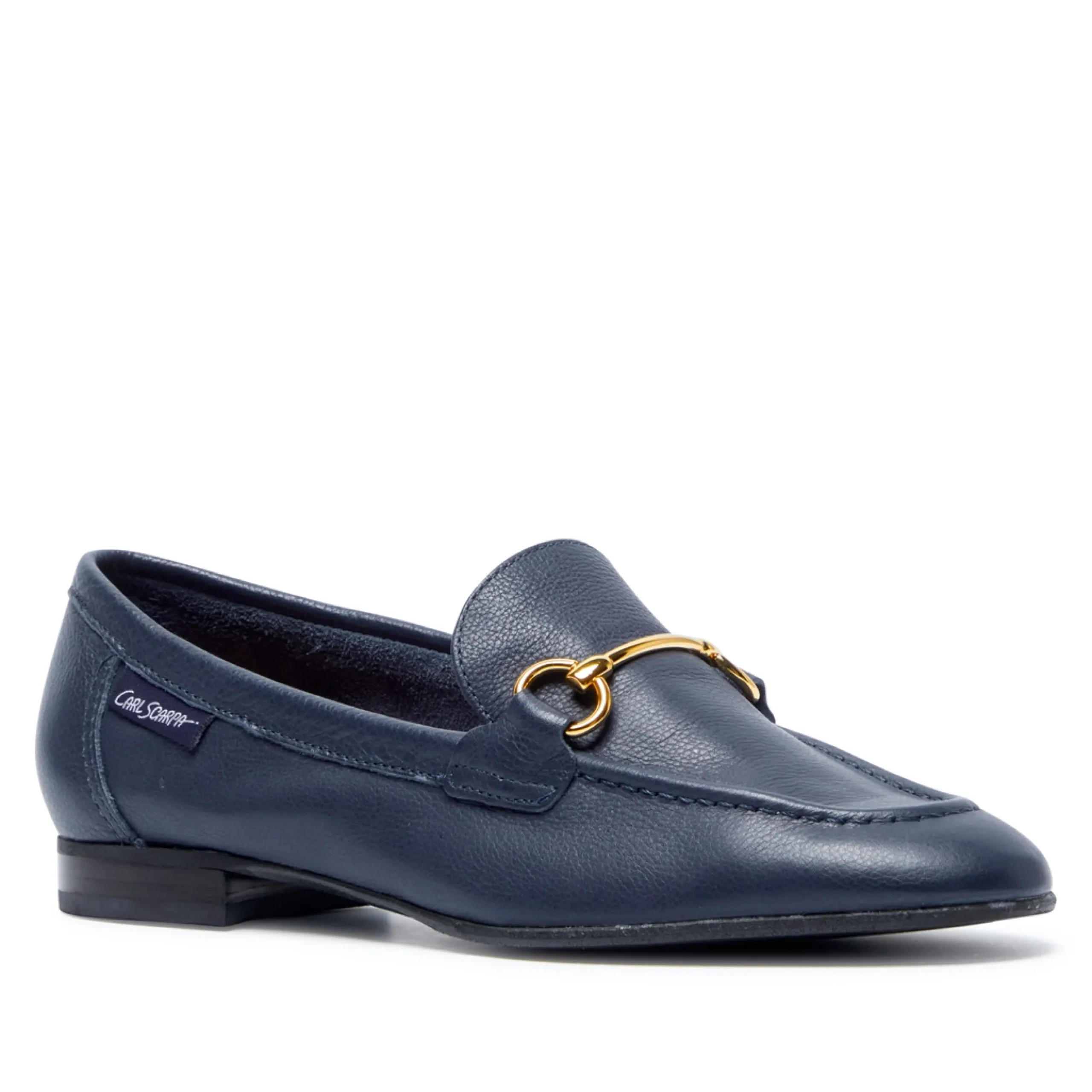 Arlie Navy Leather Snaffle Loafers