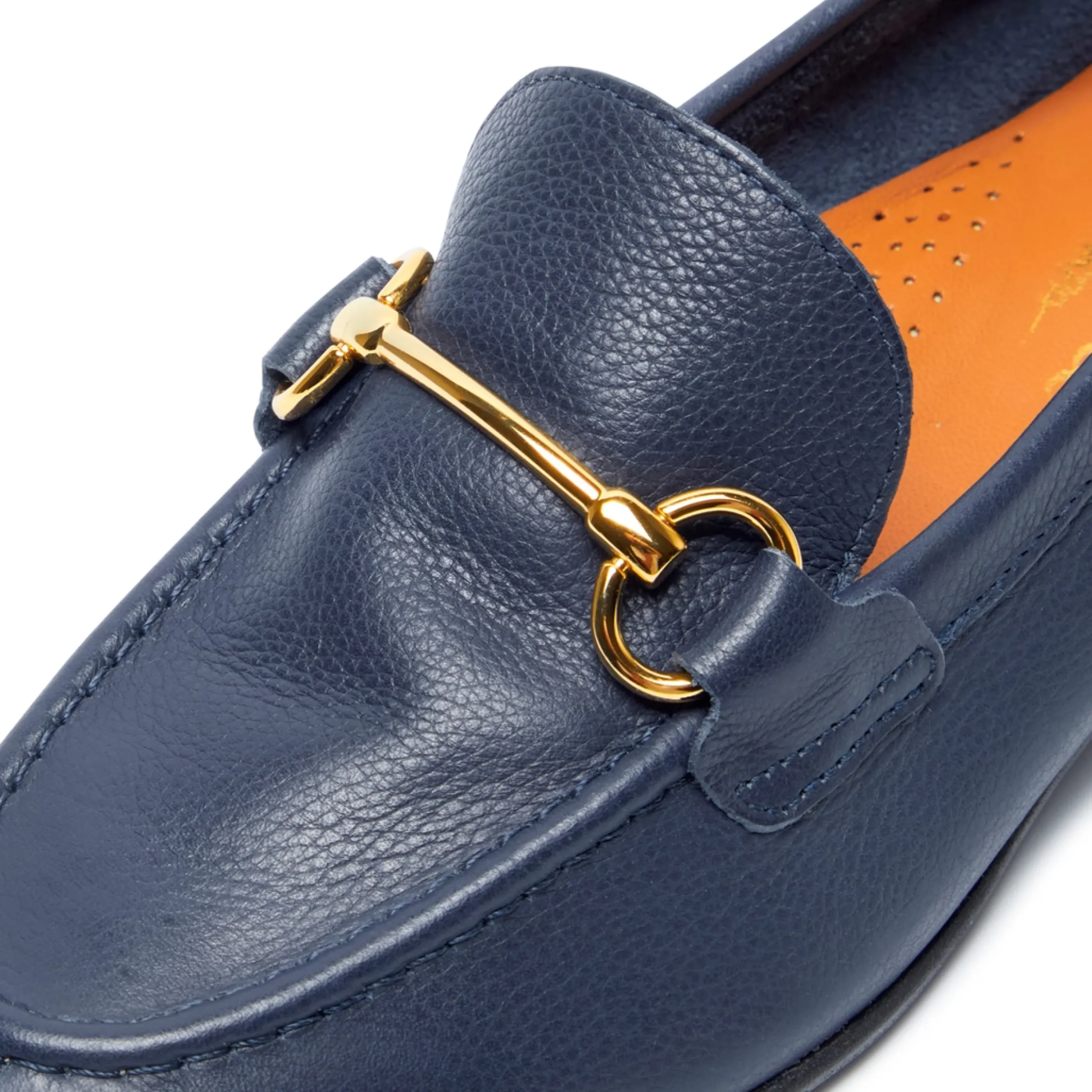 Arlie Navy Leather Snaffle Loafers