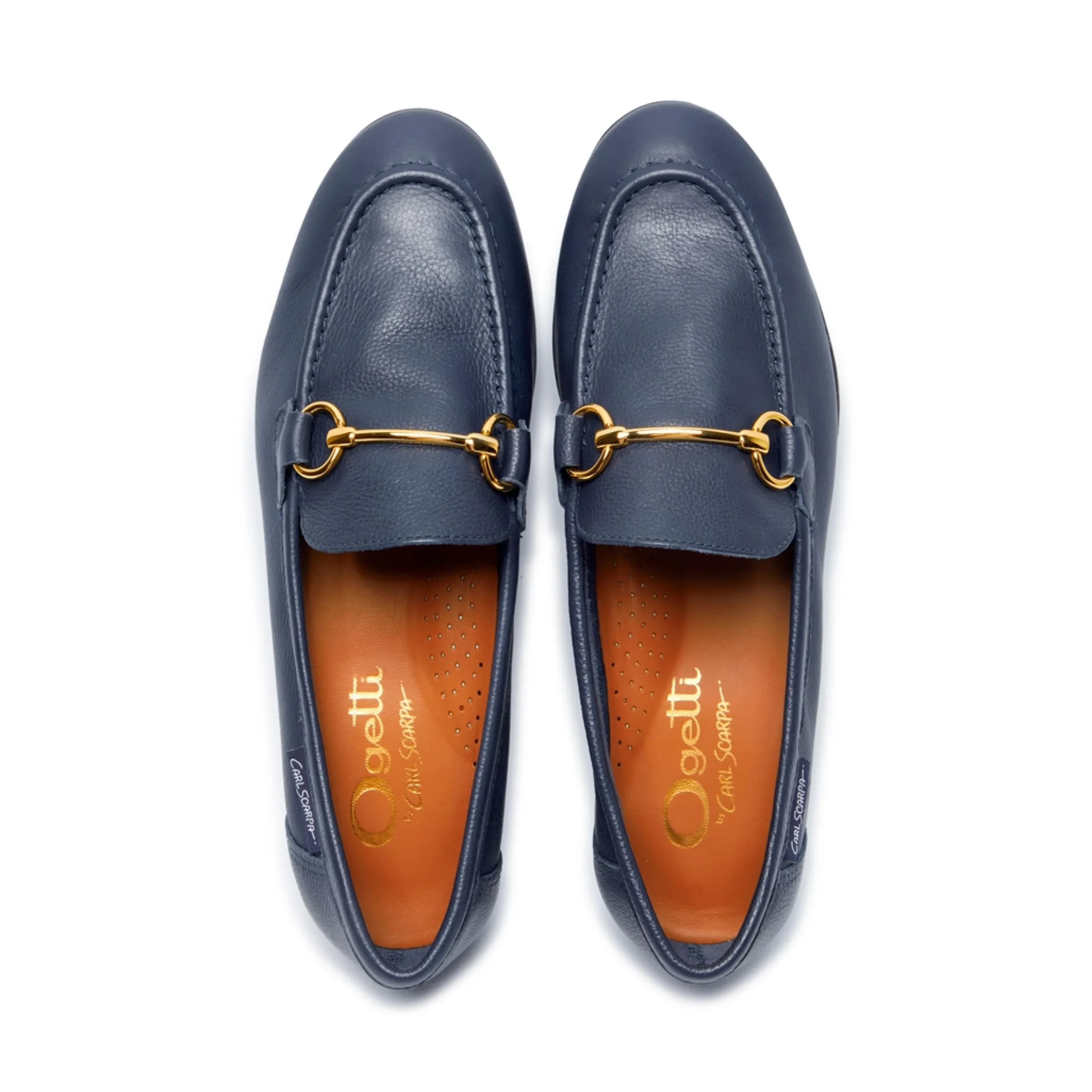 Arlie Navy Leather Snaffle Loafers