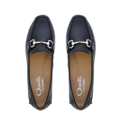 Beila Navy Snaffle Leather Loafers