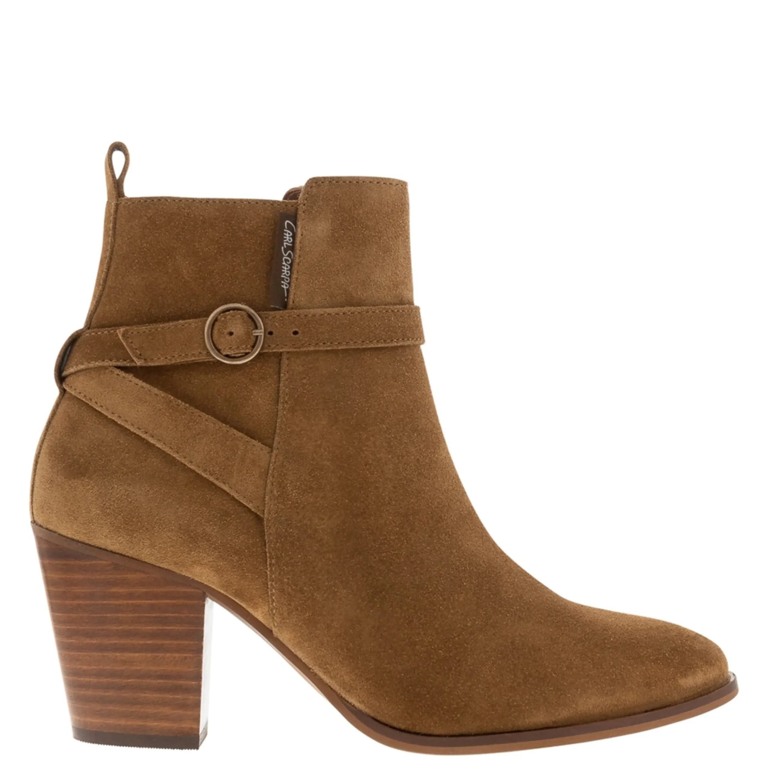 Blaise Tan Suede Block Heel Ankle Boots
