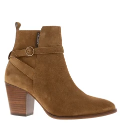 Blaise Tan Suede Block Heel Ankle Boots