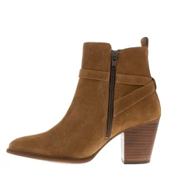 Blaise Tan Suede Block Heel Ankle Boots