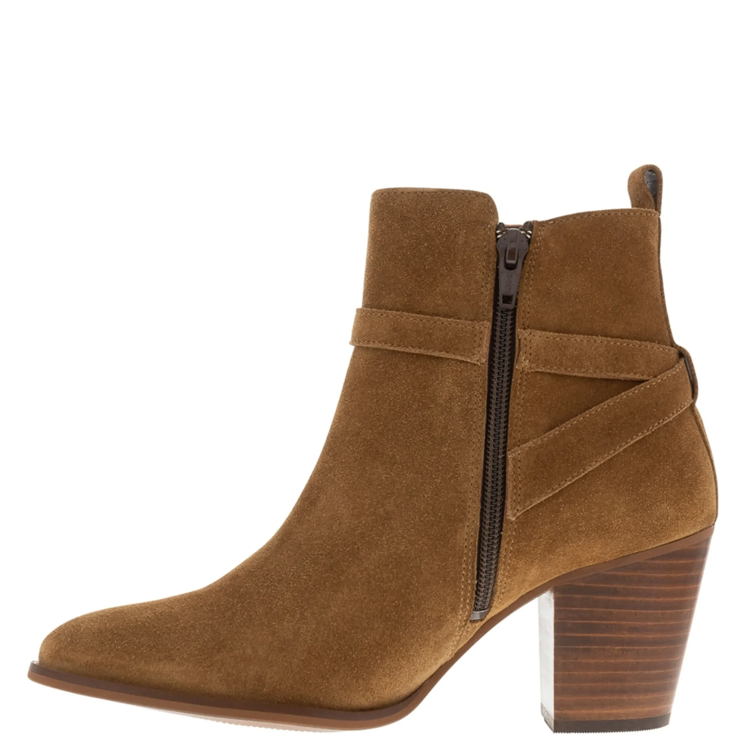 Blaise Tan Suede Block Heel Ankle Boots