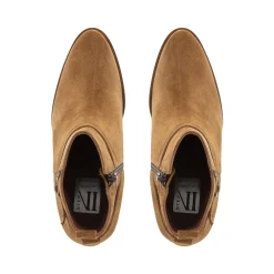 Blaise Tan Suede Block Heel Ankle Boots