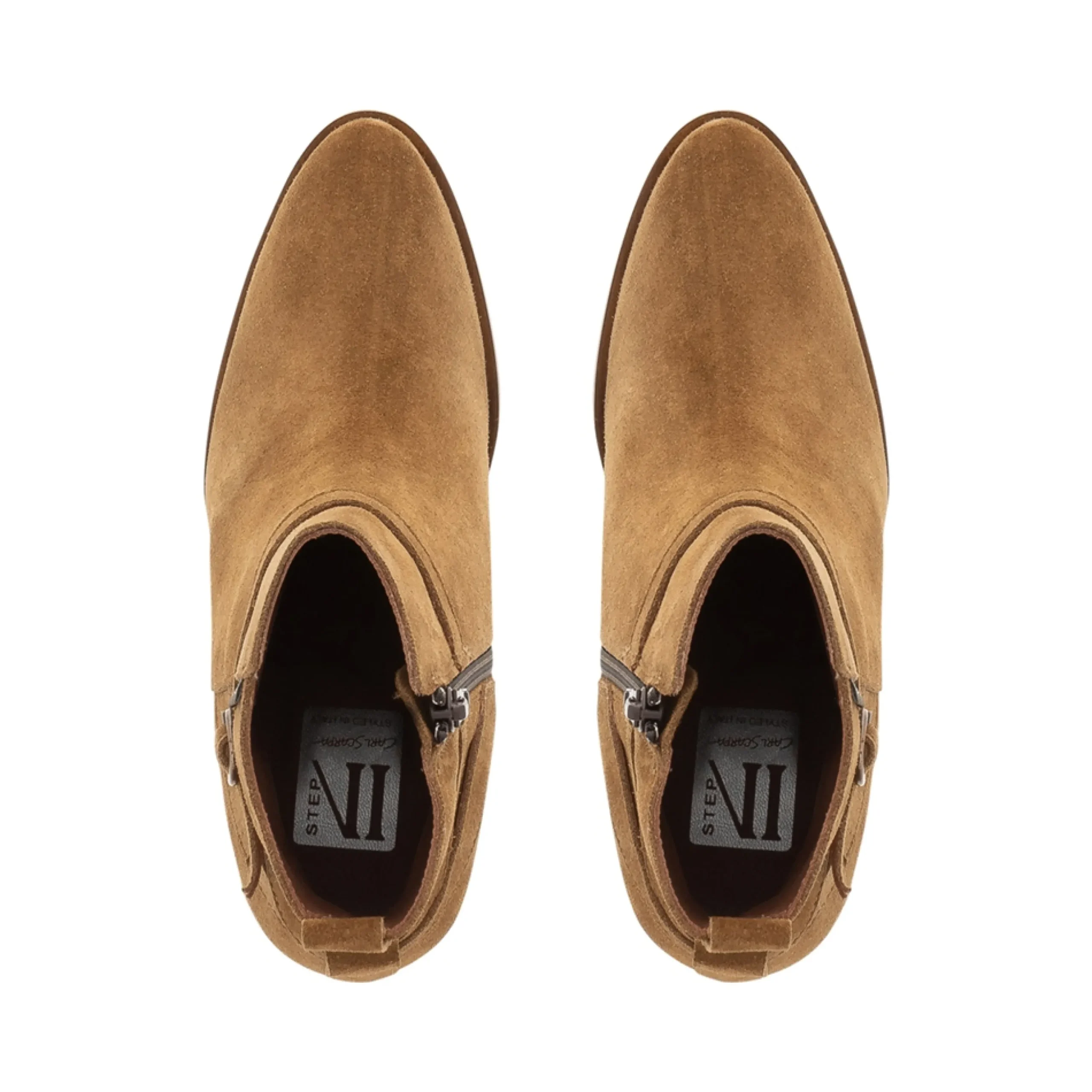 Blaise Tan Suede Block Heel Ankle Boots