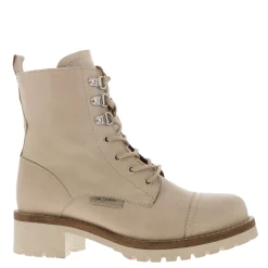 Blanca Off White Leather Ankle Boots