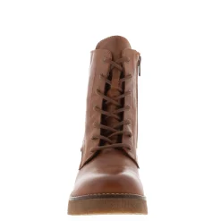 Bologna Tan Leather Wedge Heel Ankle Boots