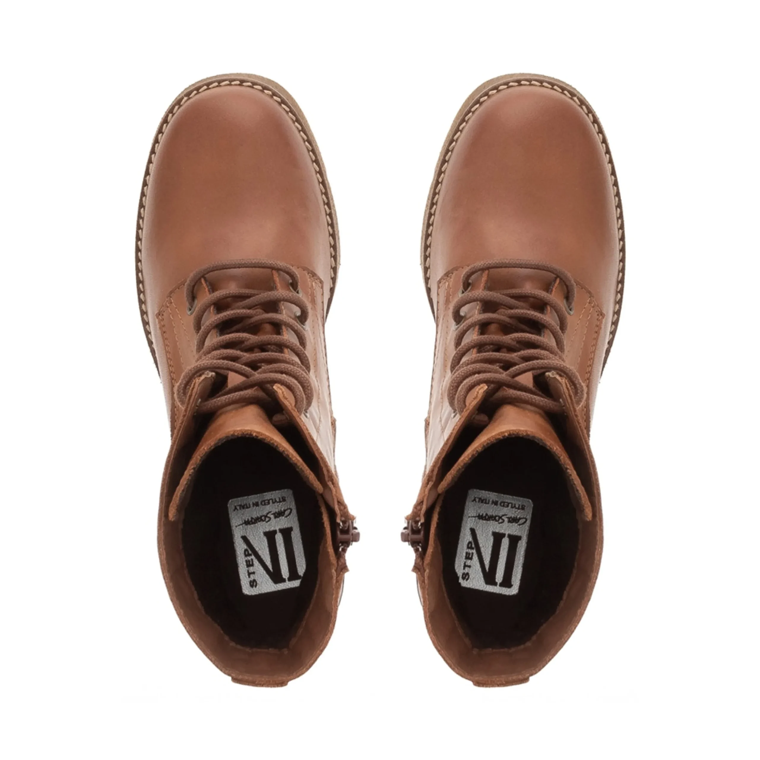 Bologna Tan Leather Wedge Heel Ankle Boots