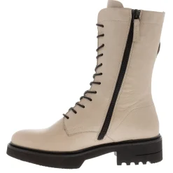 Callisto Off White Leather Lace Up Ankle Boots