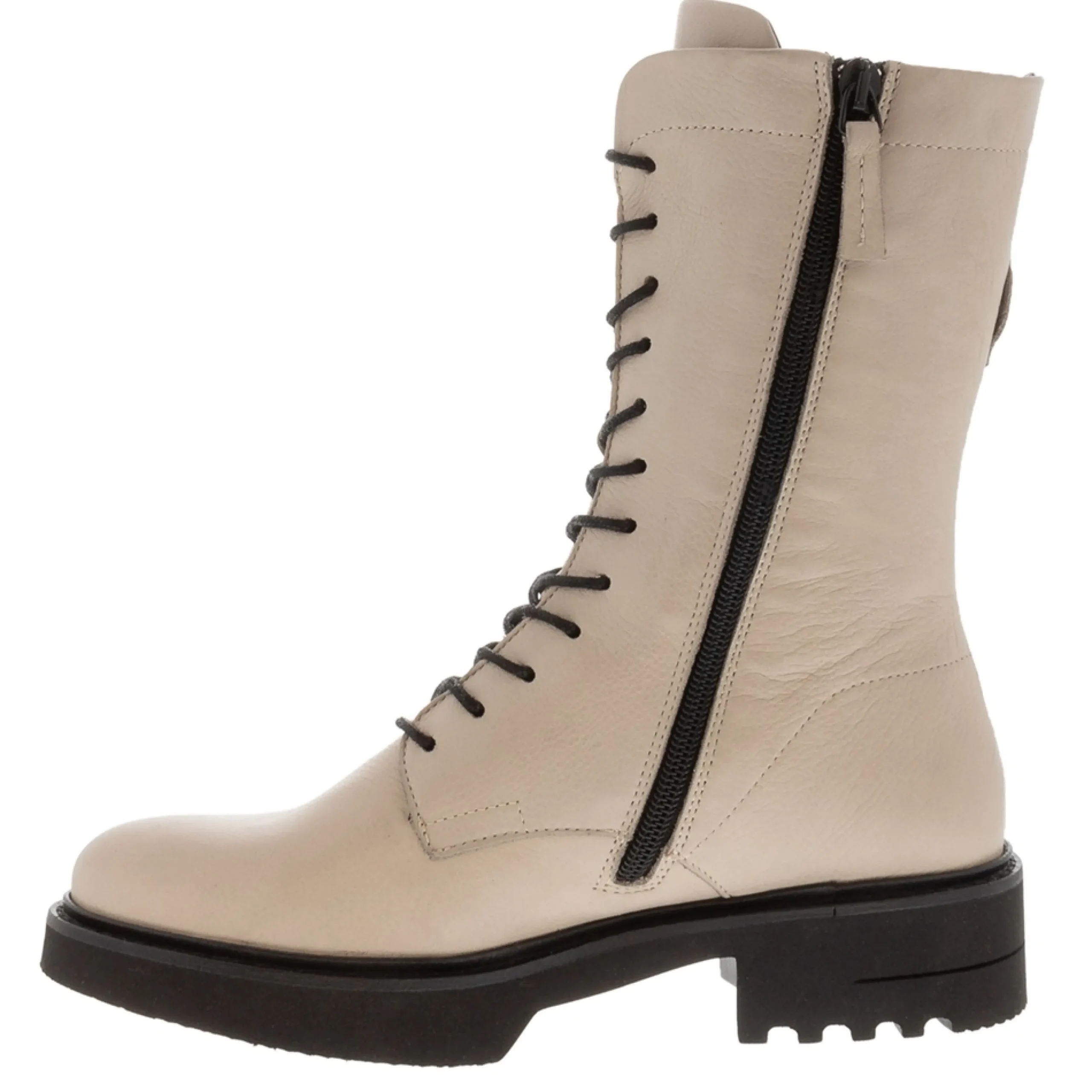 Callisto Off White Leather Lace Up Ankle Boots