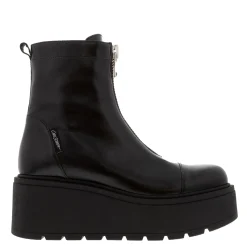Casimir Black Leather Flatform Ankle Boots
