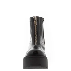 Casimir Black Leather Flatform Ankle Boots