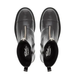 Casimir Black Leather Flatform Ankle Boots