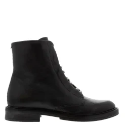 Ciarda Black Leather Lace Up Ankle Boots