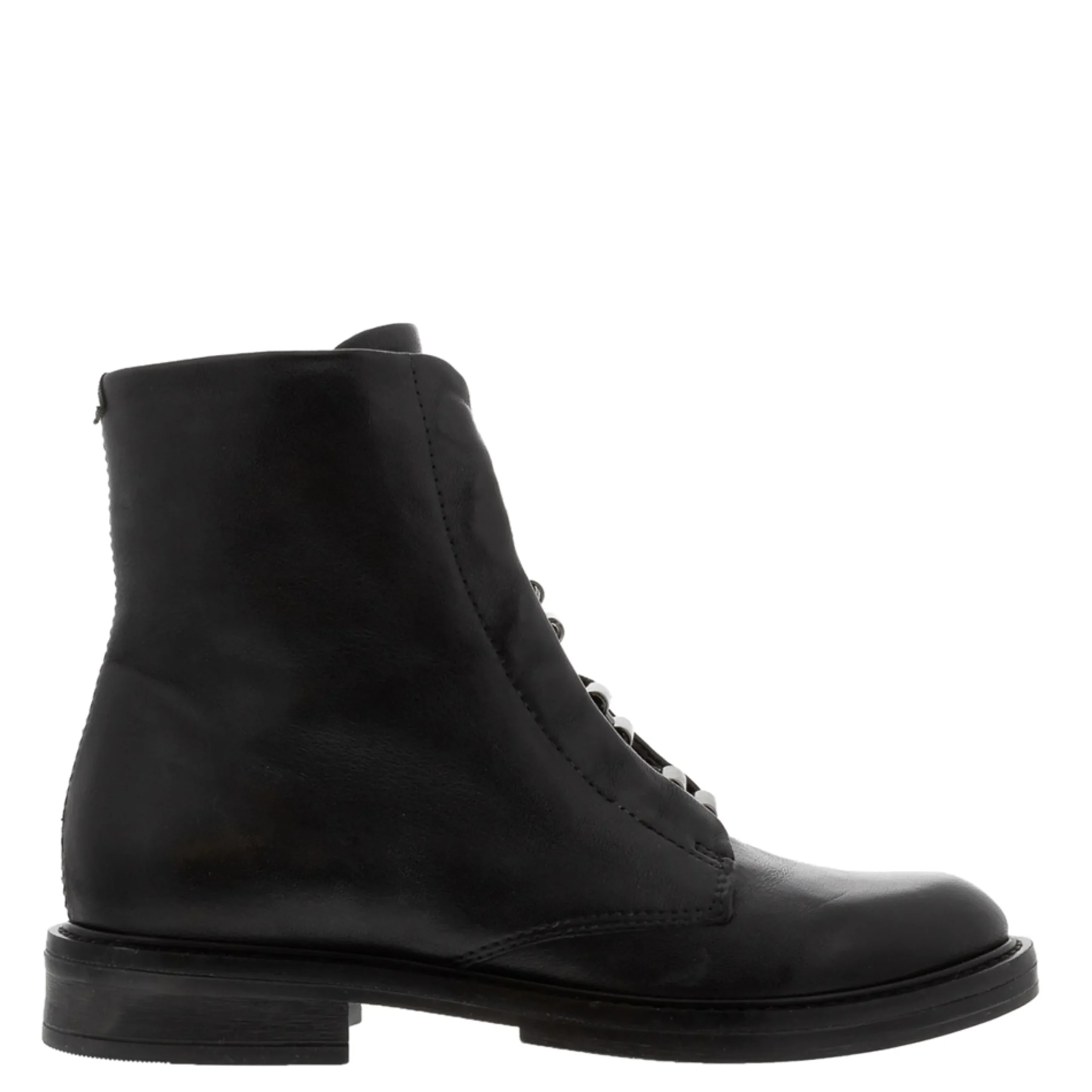 Ciarda Black Leather Lace Up Ankle Boots