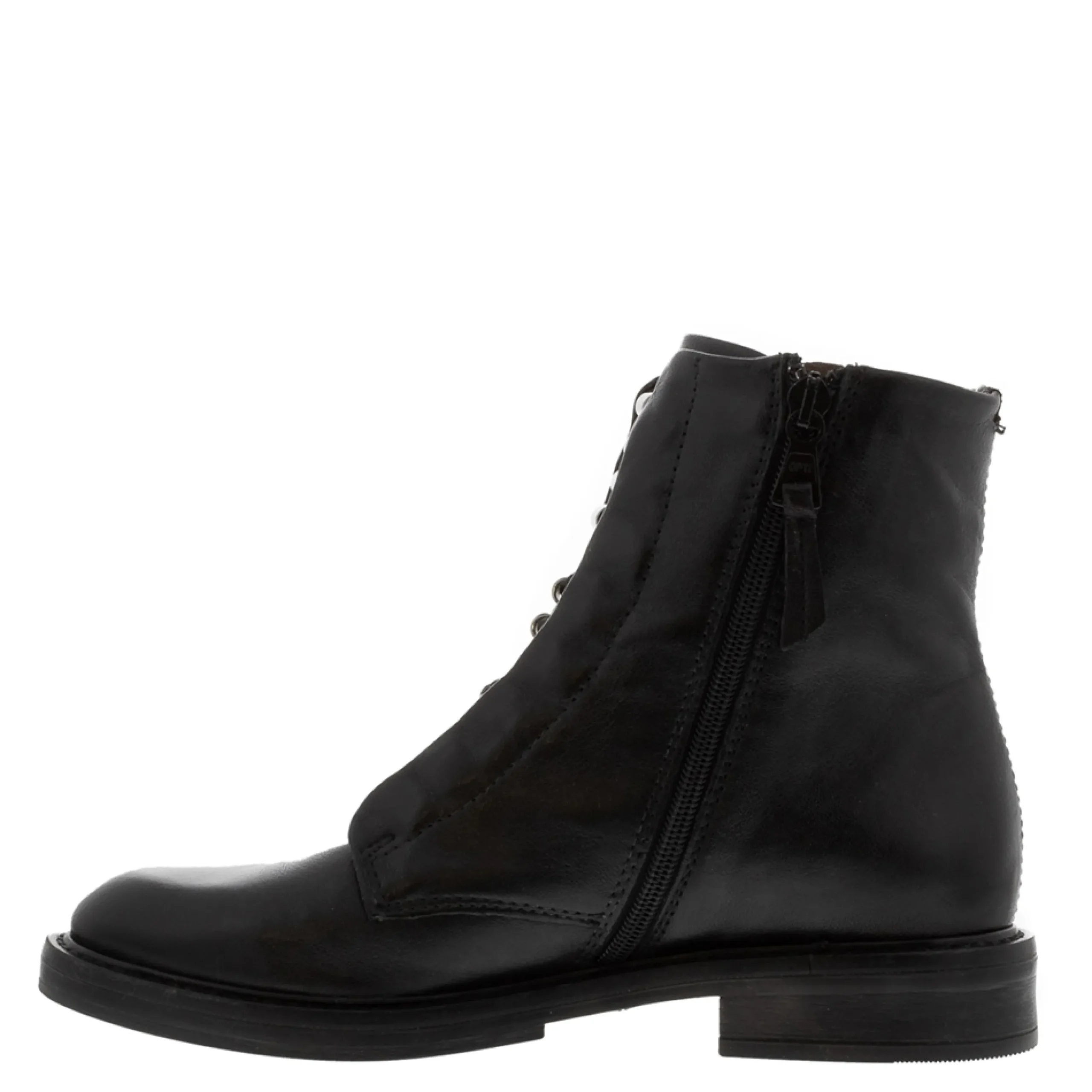 Ciarda Black Leather Lace Up Ankle Boots