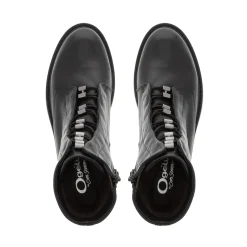 Ciarda Black Leather Lace Up Ankle Boots