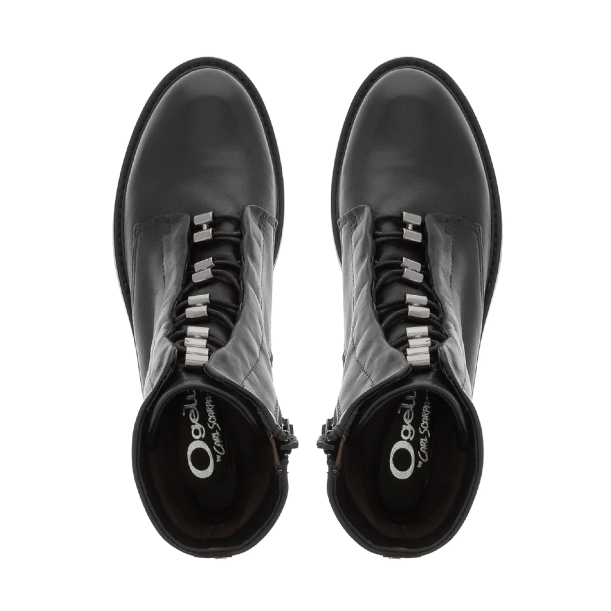 Ciarda Black Leather Lace Up Ankle Boots