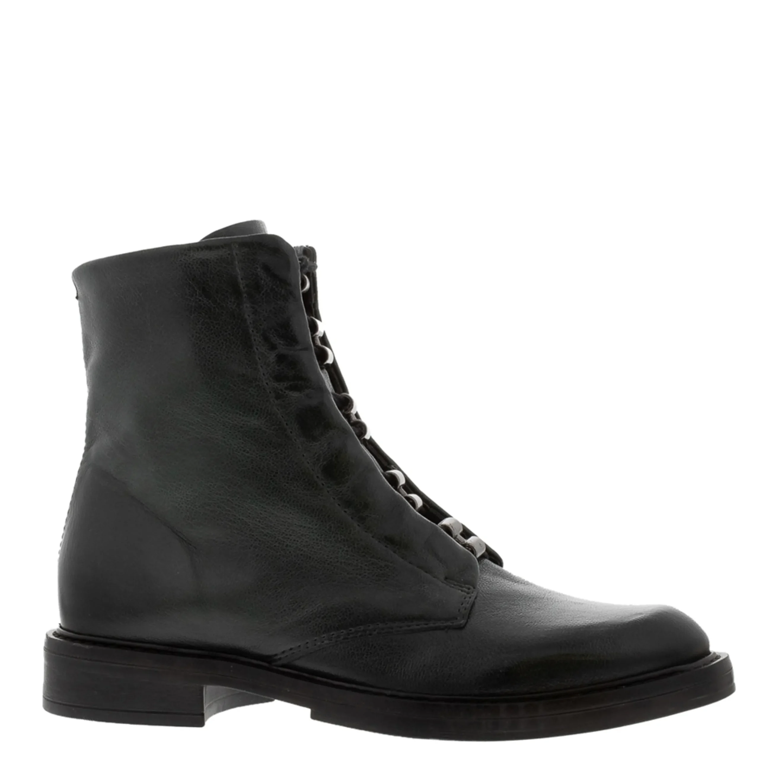 Ciarda Green Leather Lace Up Ankle Boots