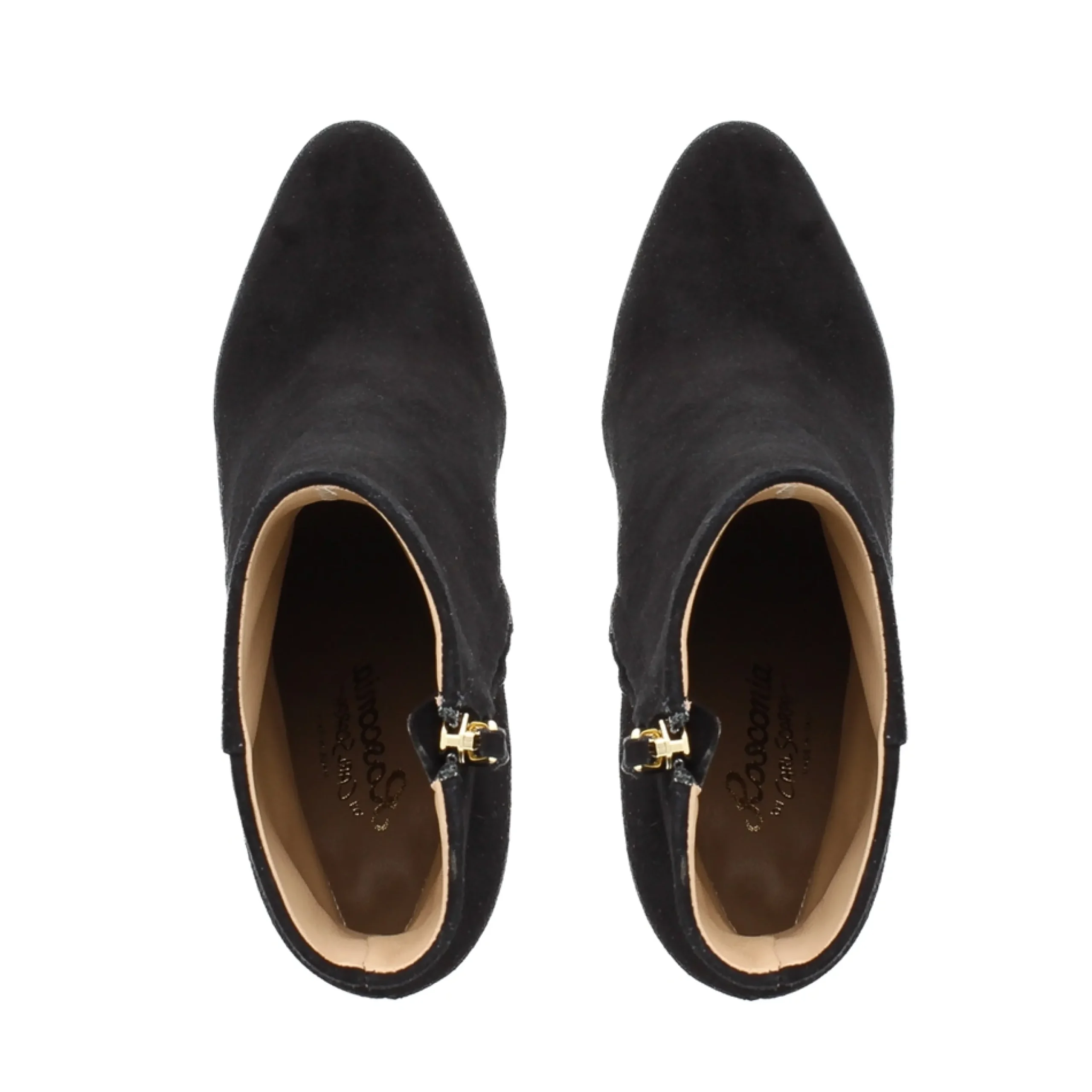 Citrine Black Suede High Heel Ankle Boots