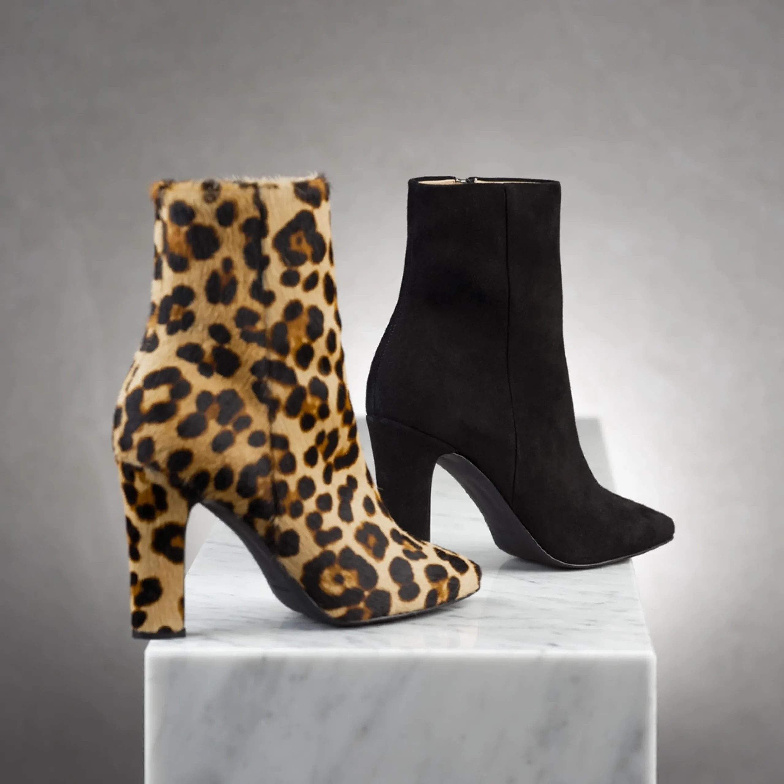 Citrine Black Suede High Heel Ankle Boots