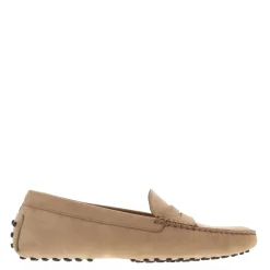 Domenica Beige Nubuck Suede Penny Loafers