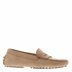 Domenica Beige Nubuck Suede Penny Loafers
