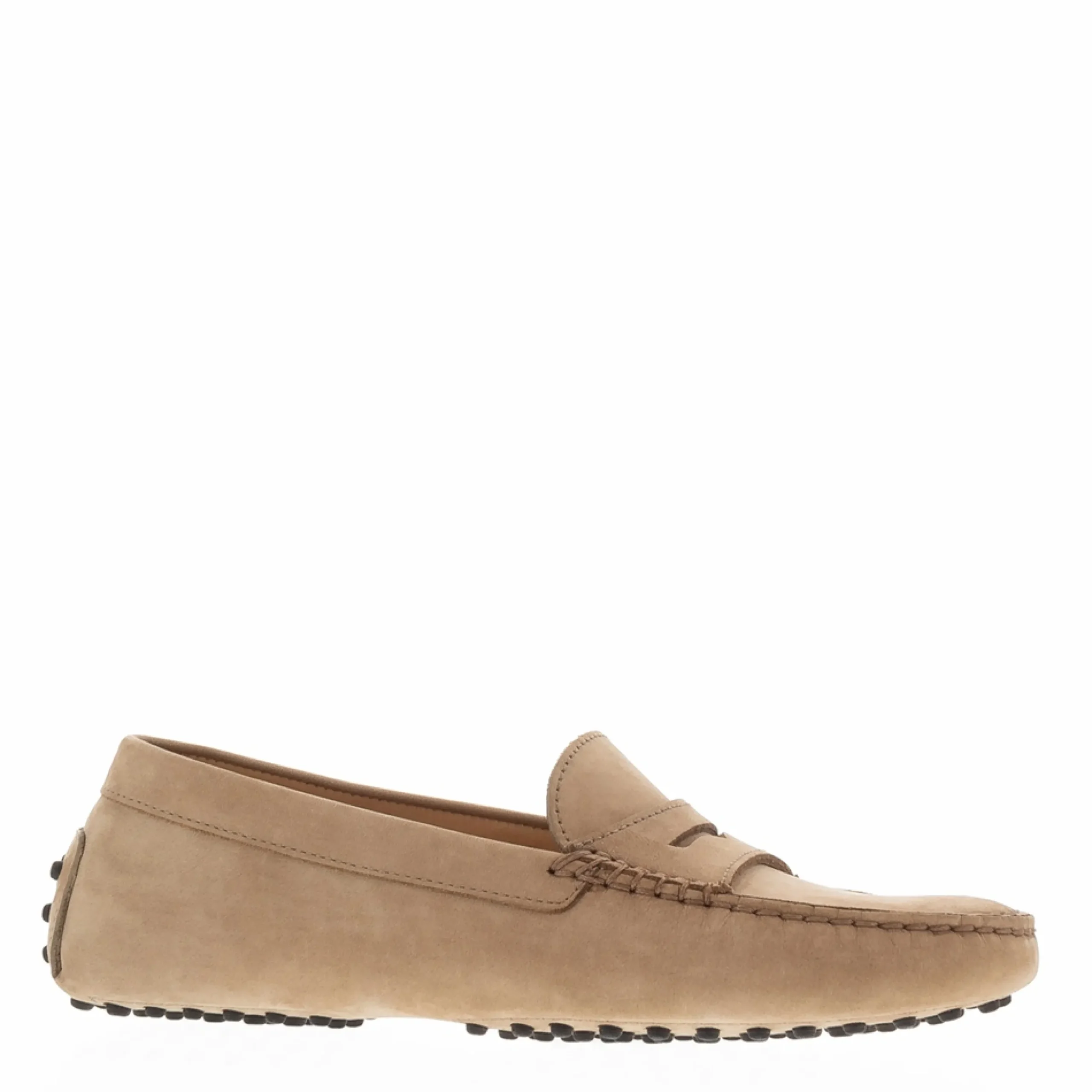 Domenica Beige Nubuck Suede Penny Loafers