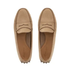 Domenica Beige Nubuck Suede Penny Loafers