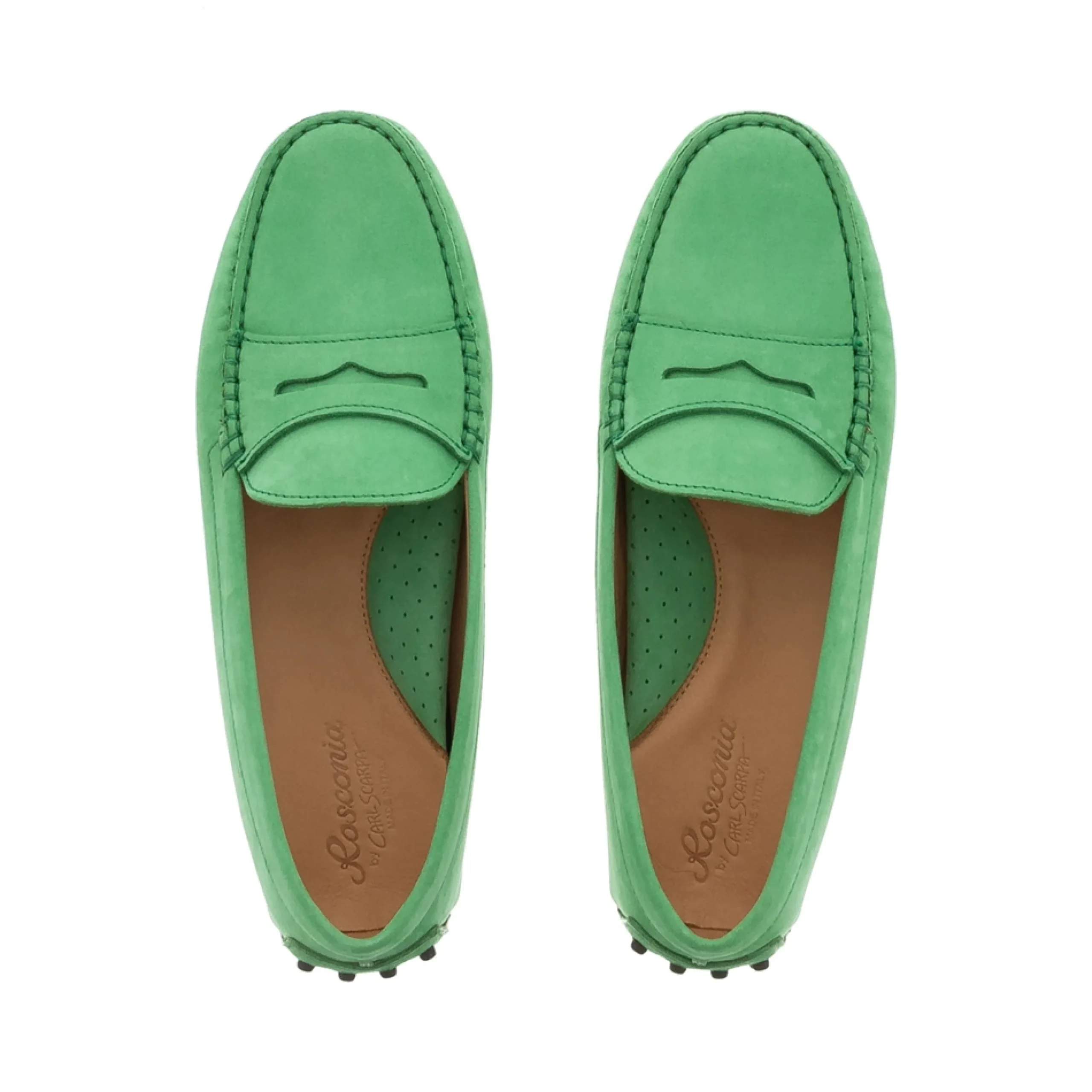 Domenica Green Nubuck Suede Penny Loafers