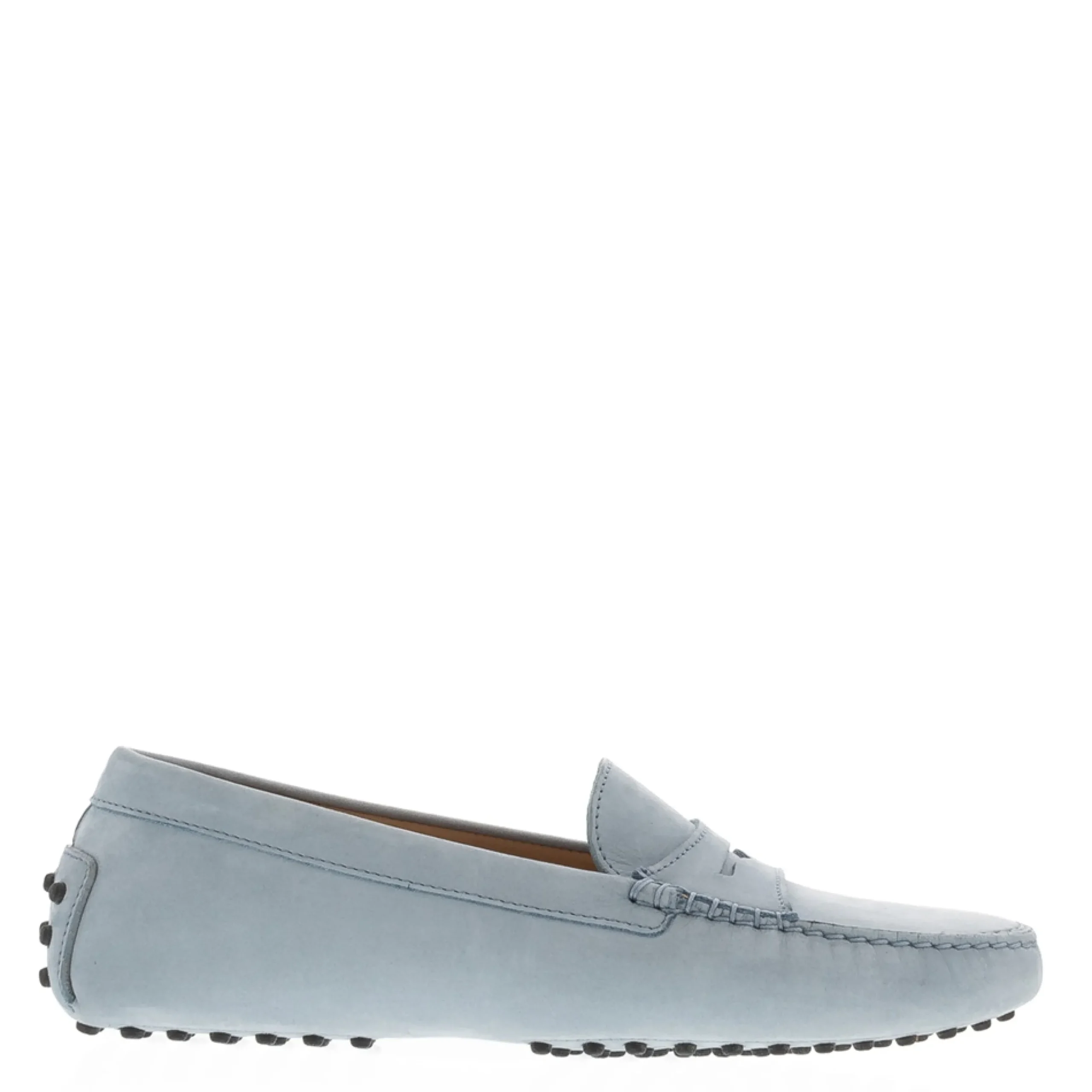 Domenica Light Blue Nubuck Suede Penny Loafers