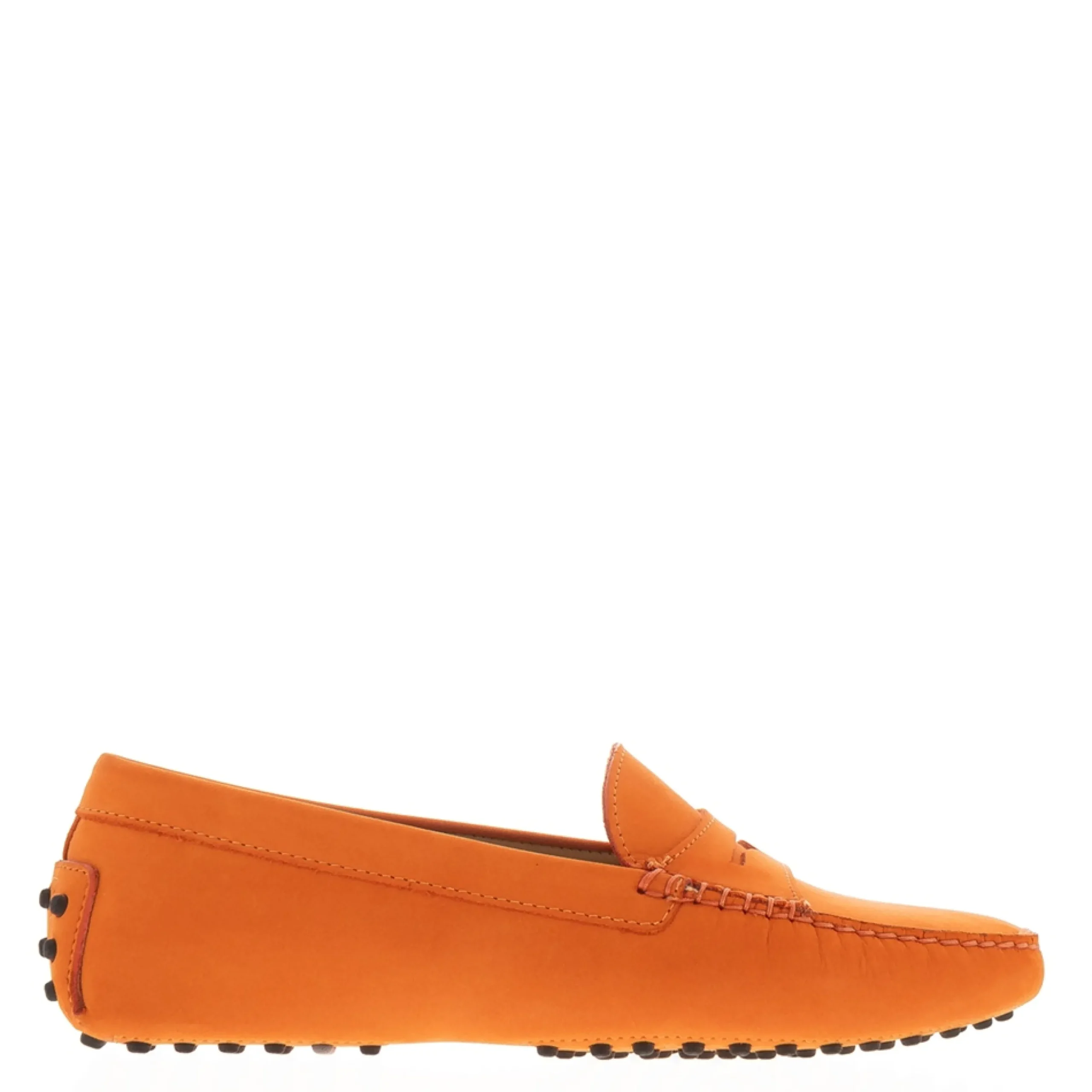 Domenica Orange Nubuck Suede Penny Loafers