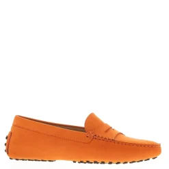 Domenica Orange Nubuck Suede Penny Loafers