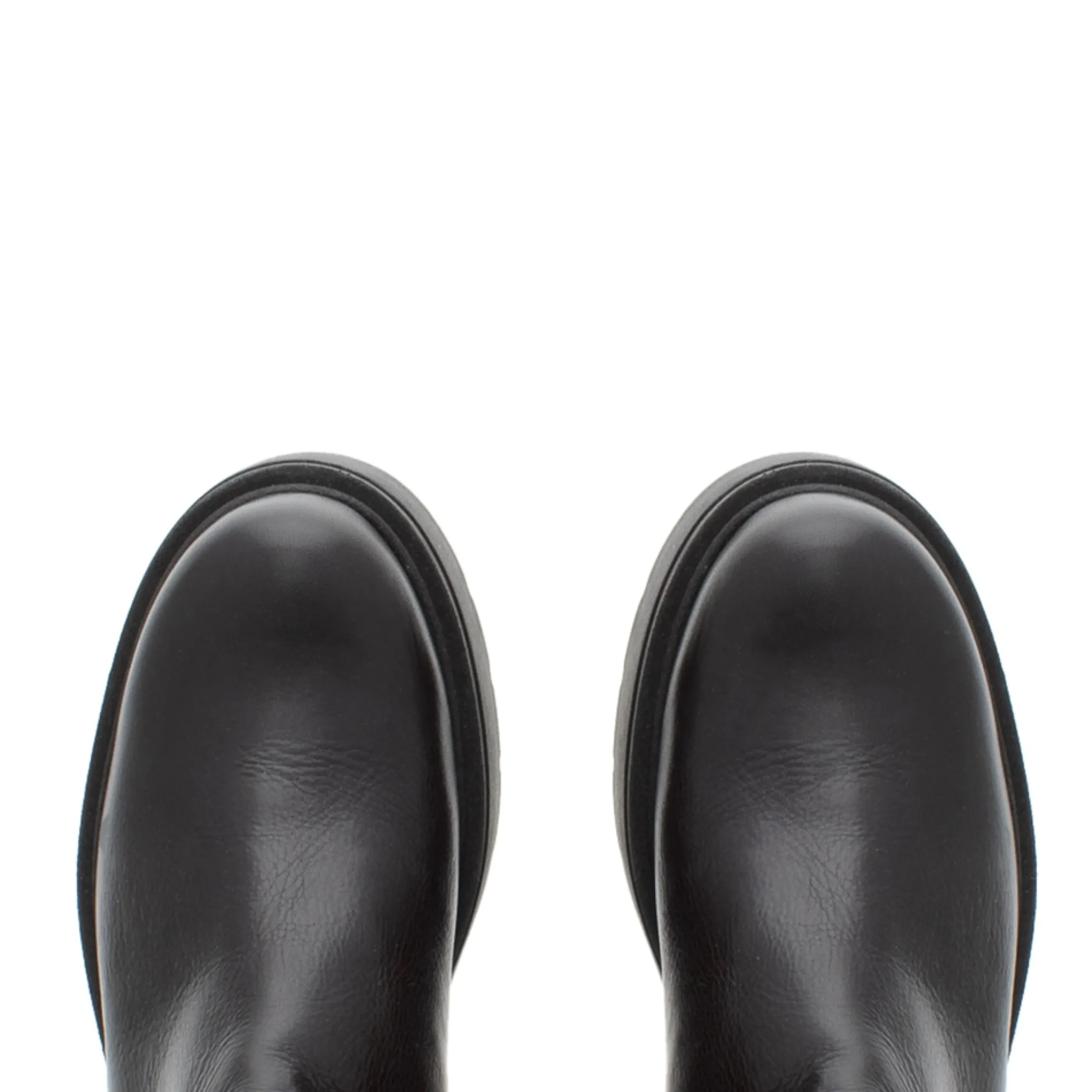 East Black Flatform Leather Knee High Boots