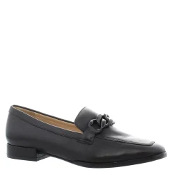 Elegance Black Leather Chain Loafers